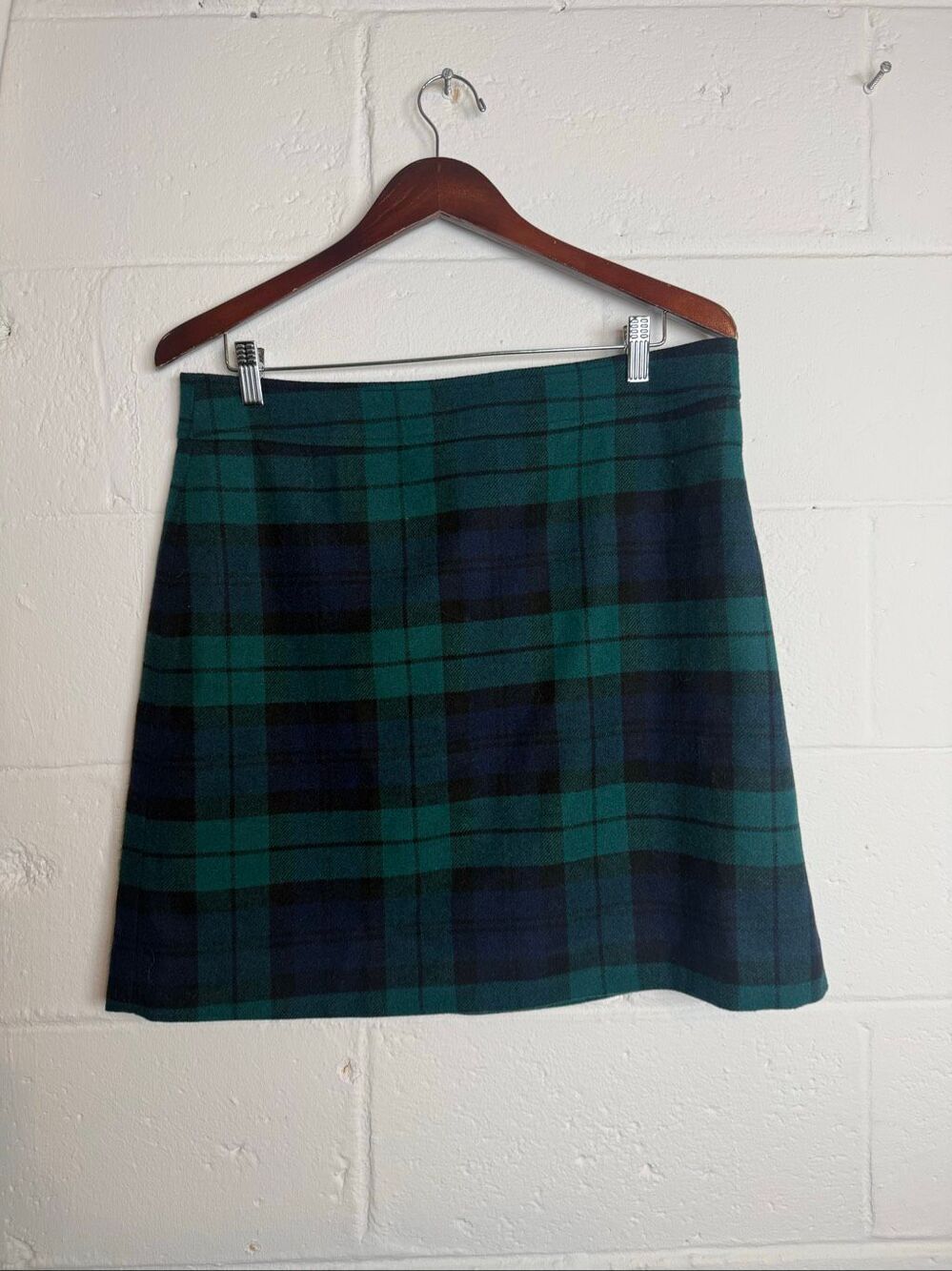 J.Crew Women’s Size 12 Black Watch Plaid Wool Blend Mini Skirt Preppy Tartan